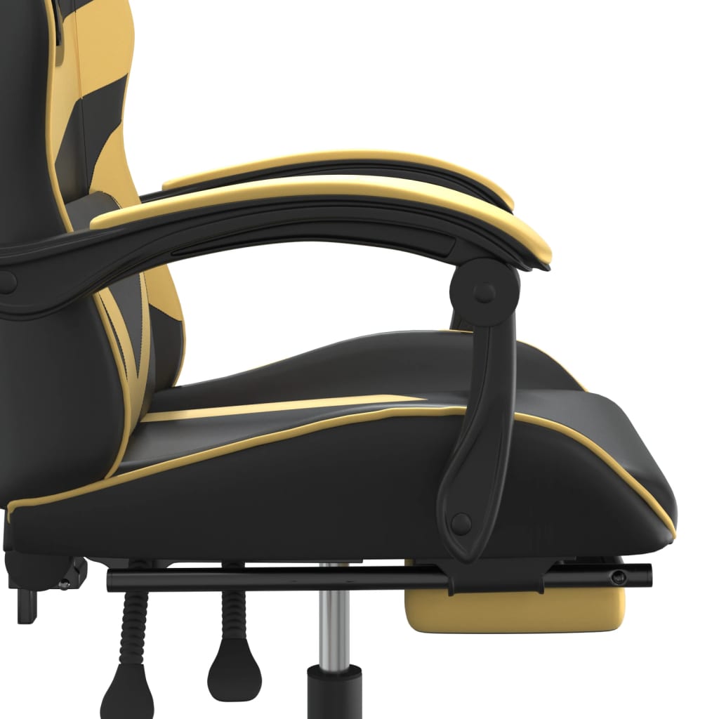 vidaXL Gamingstol med fotstöd svart och guld konstläder