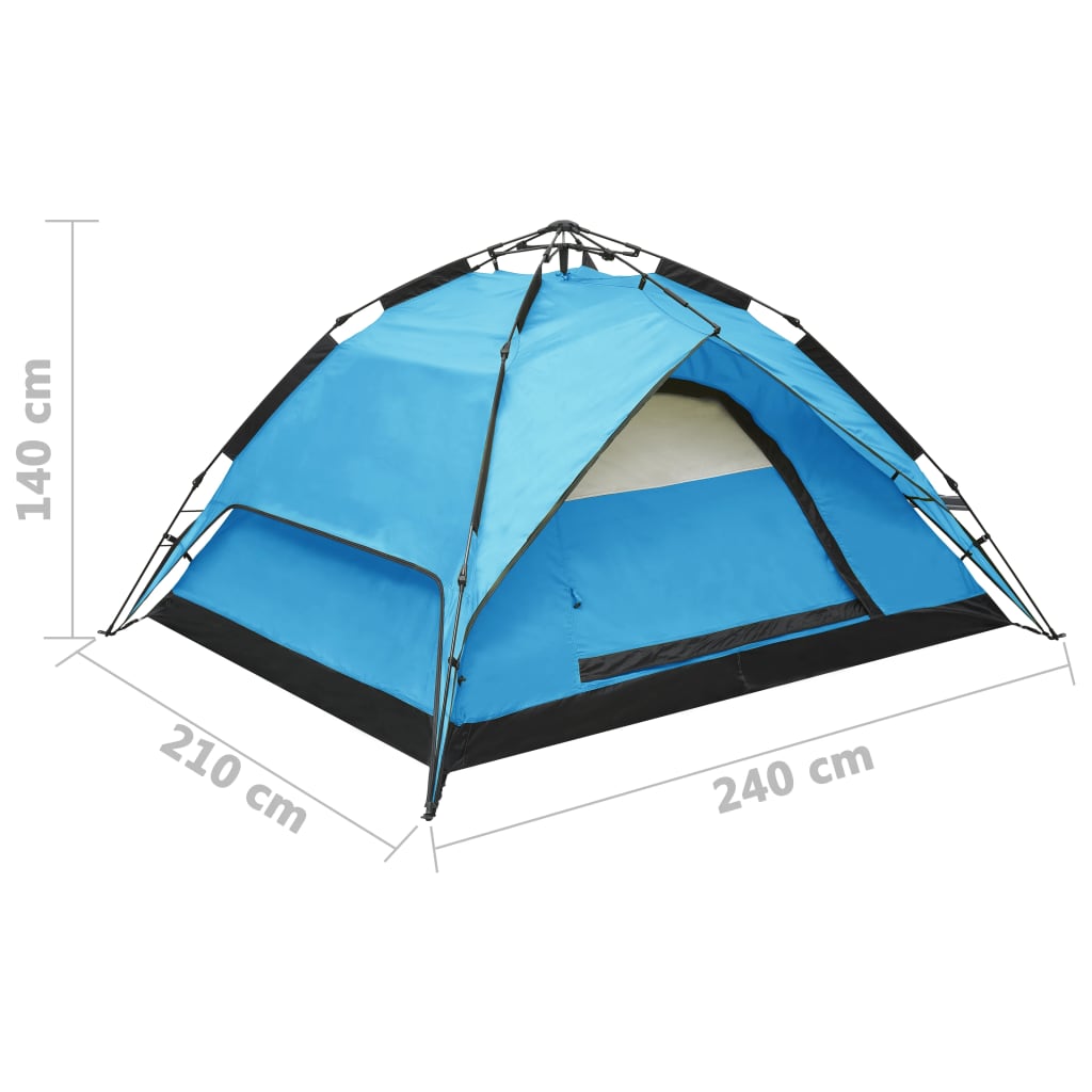 vidaXL Pop-up campingtält 2-3 personer 240x210x140 cm blå