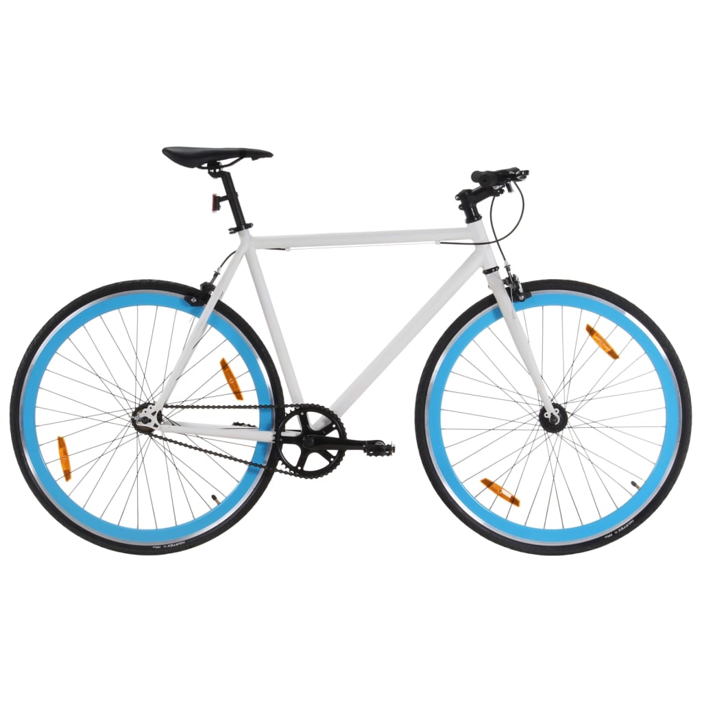 vidaXL Fixed gear cykel vit och blå 700c 51 cm