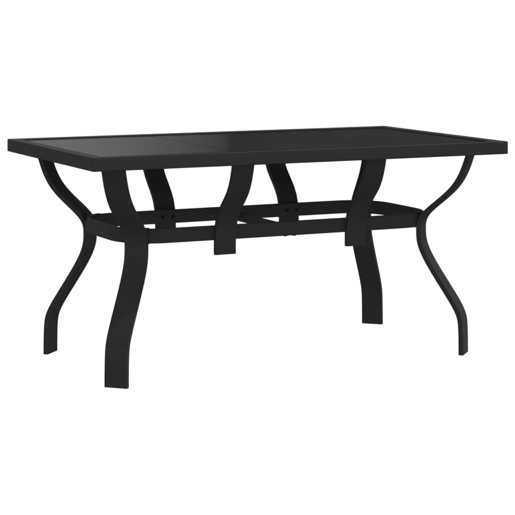 vidaXL Trädgårdsbord svart 140x70x70 cm stål och glas