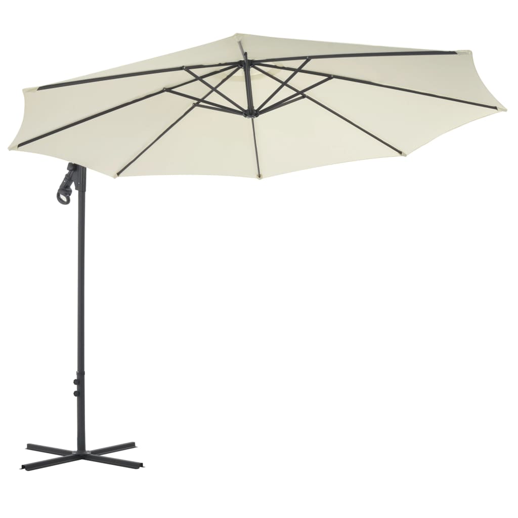 vidaXL Frihängande parasoll med stålstång 300 cm sand