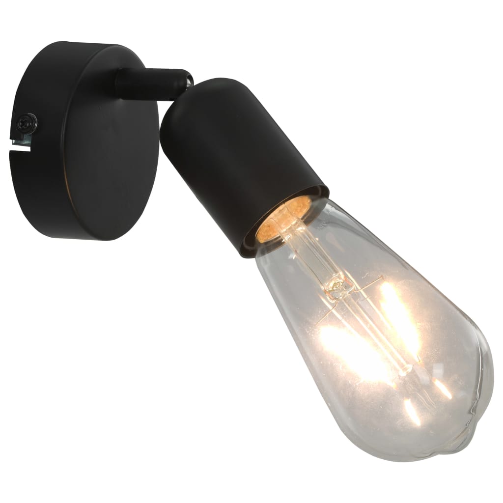 vidaXL Spotlights 2 st med glödlampor 2 W svart E27