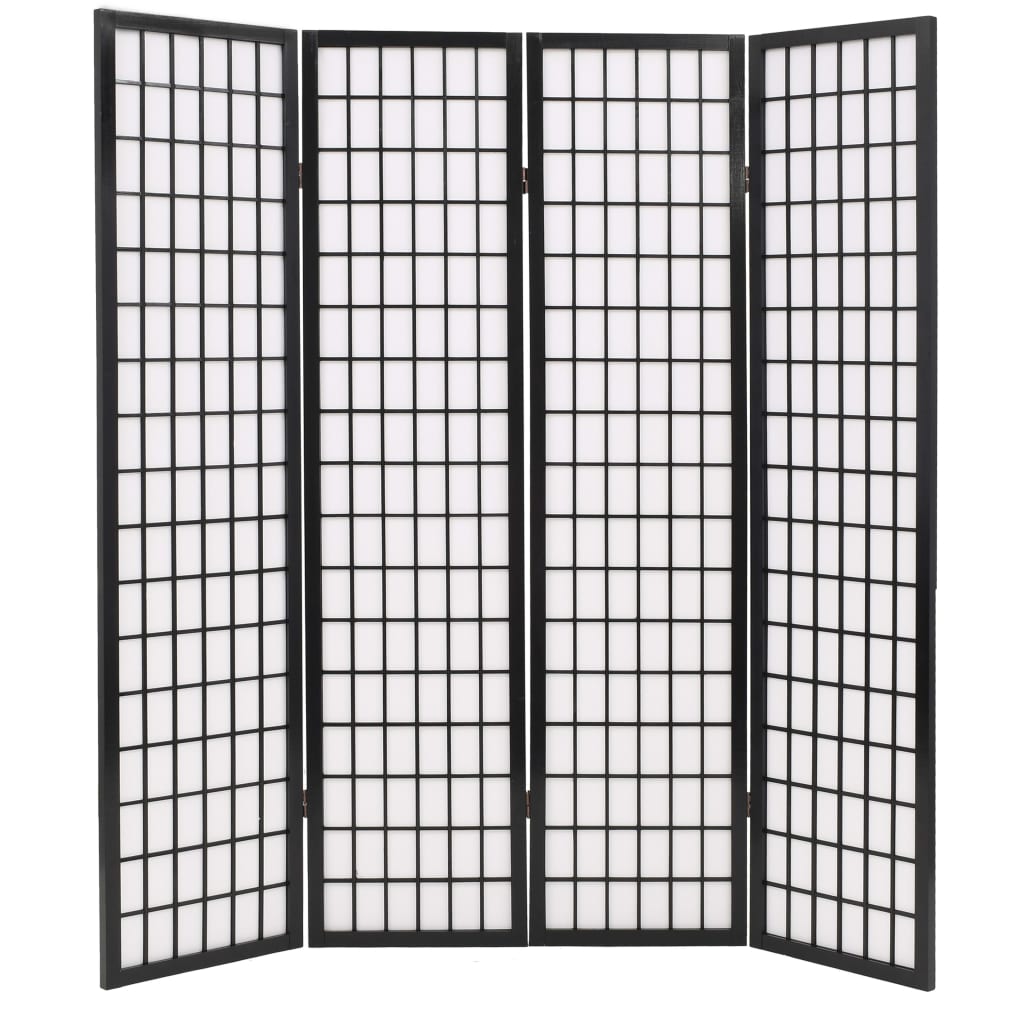 vidaXL Rumsavdelare med 4 paneler japansk stil 160x170 cm svart