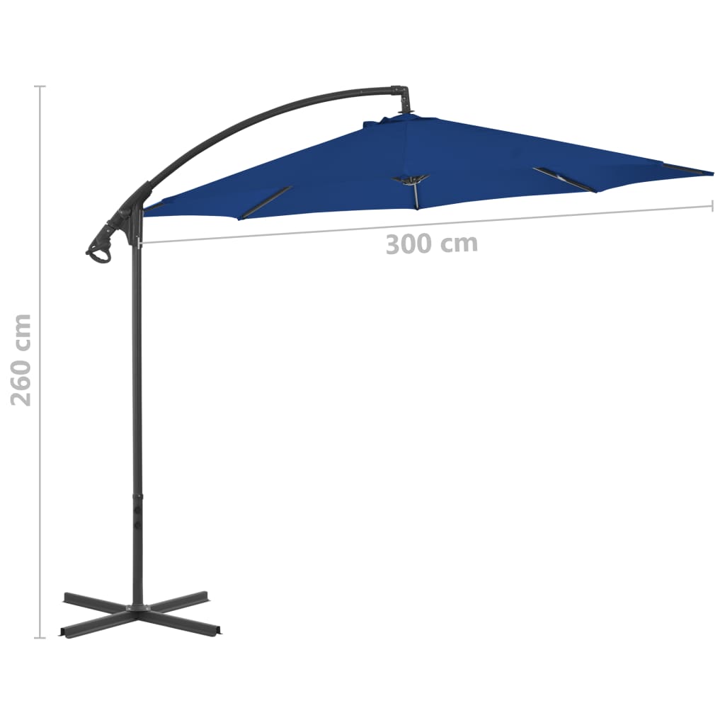 vidaXL Frihängande parasoll med stålstång 300 cm azurblå