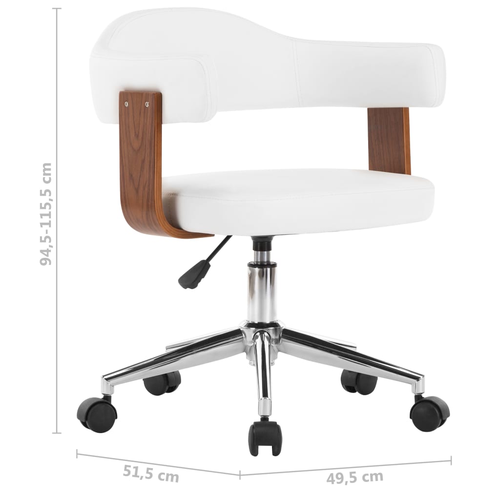 vidaXL Snurrbar matstol böjträ och konstläder vit