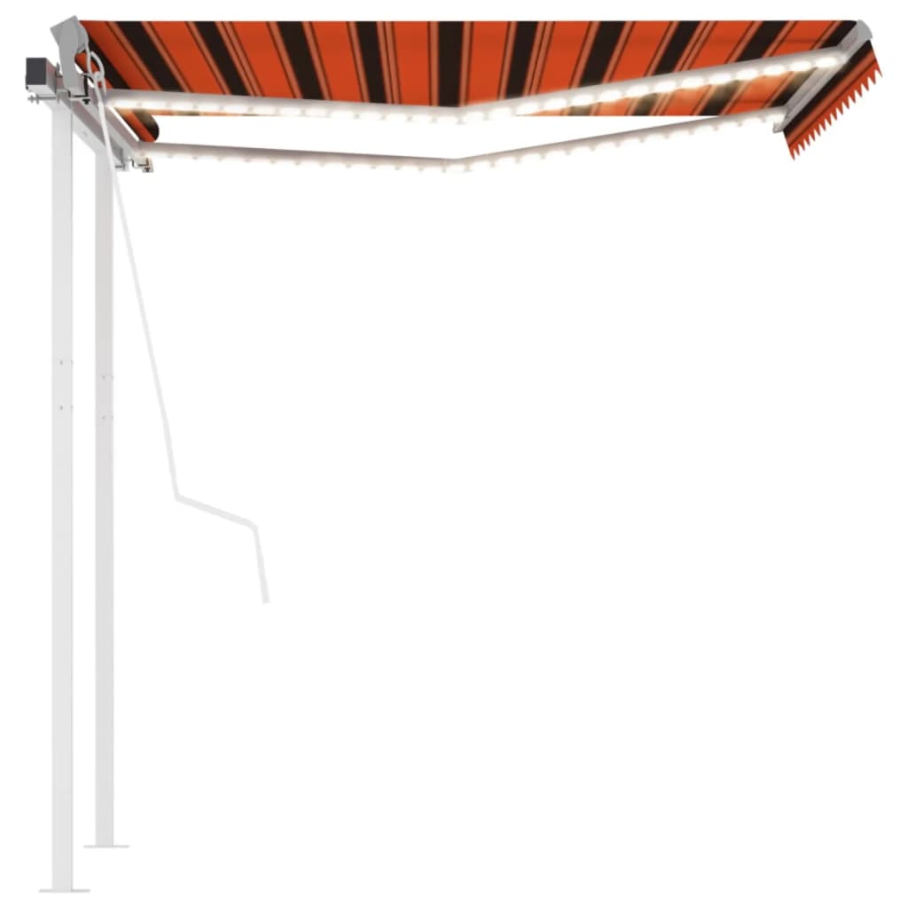 vidaXL Automatisk markis med vindsensor & LED 3,5x2,5 m orange/brun