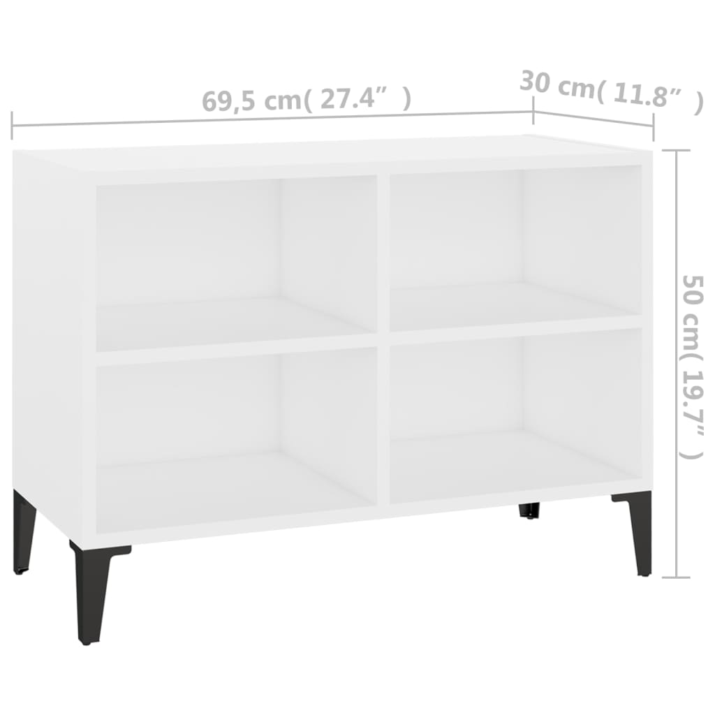 vidaXL TV-bänk med metallben vit 69,5x30x50 cm
