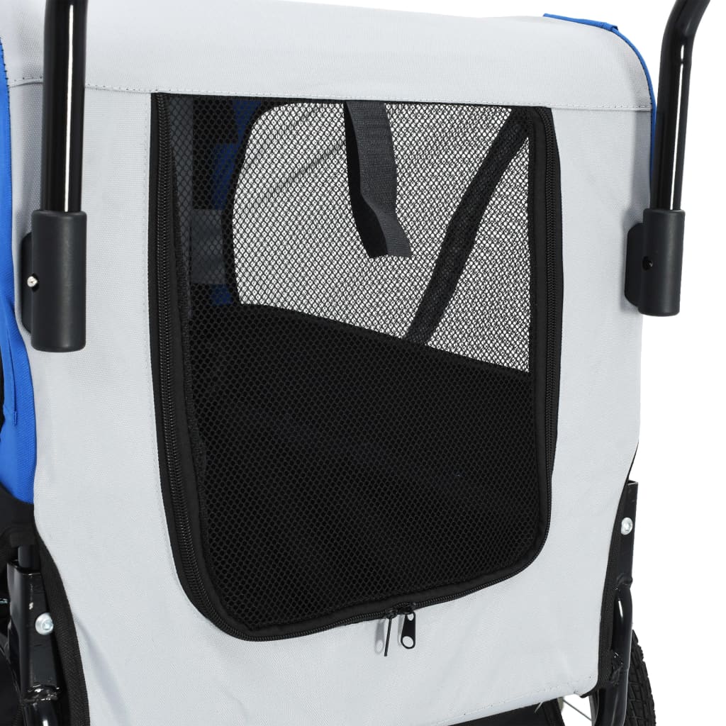 vidaXL 2-i-1-Cykelvagn för husdjur och joggingvagn grå och blå