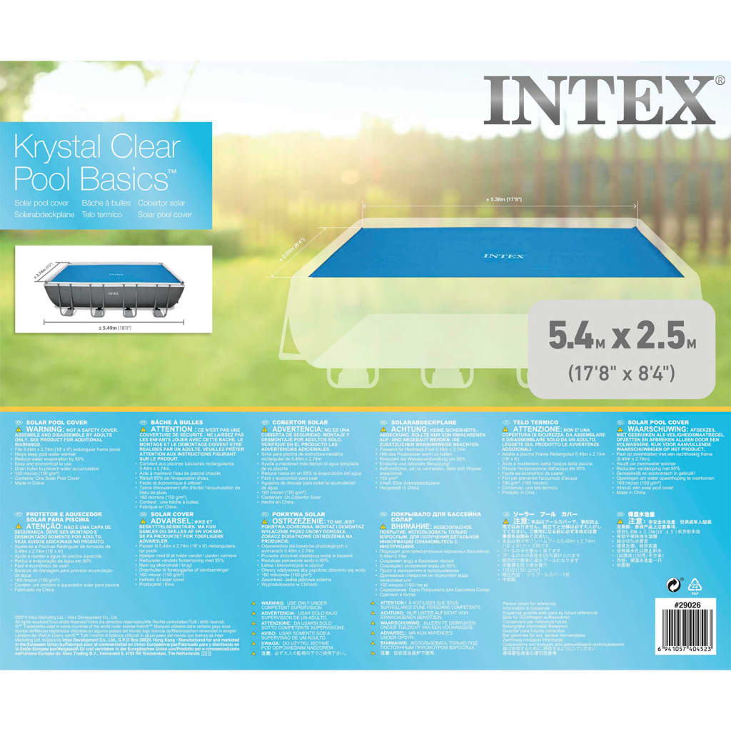 Intex Poolöverdrag solenergi fyrkantigt 549x274 cm 29026