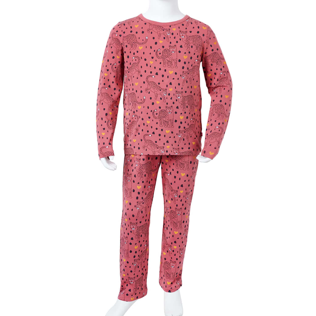 Pyjamas med långa ärmar för barn gammelrosa 92