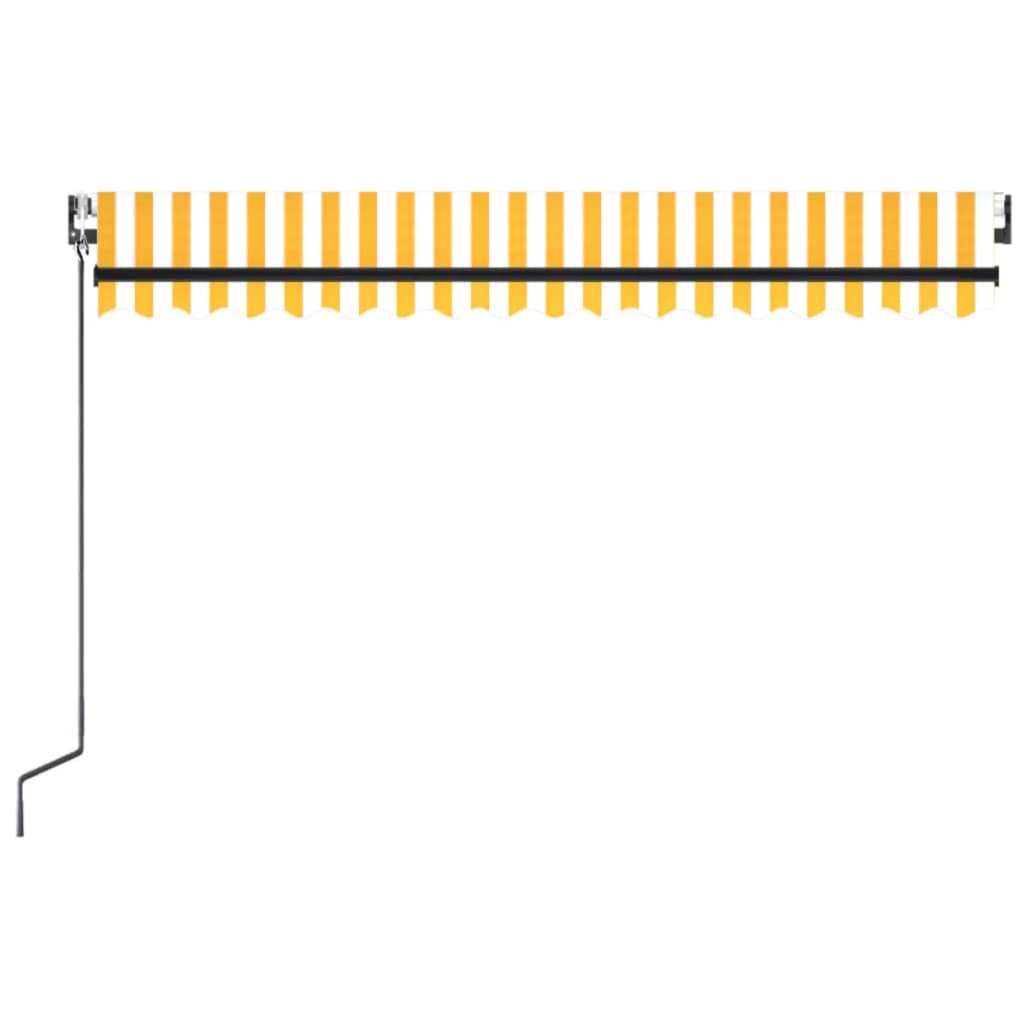vidaXL Automatisk markis med vindsensor & LED 450x300 cm gul/vit