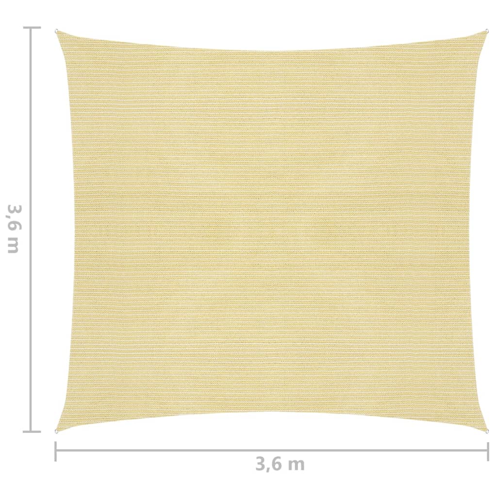 vidaXL Solskärmssegel HDPE kvadratiskt 3,6 x 3,6 m beige