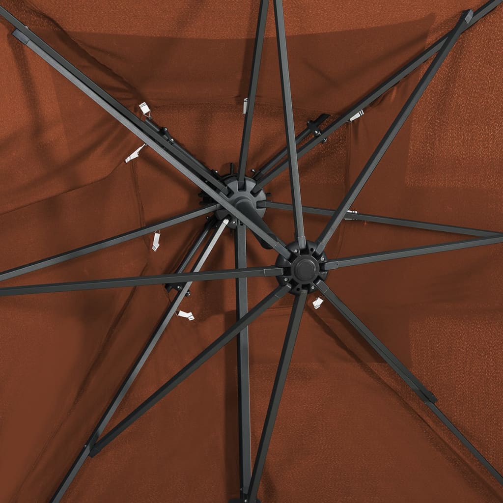 vidaXL Frihängande parasoll med ventilation terrakotta 250x250 cm