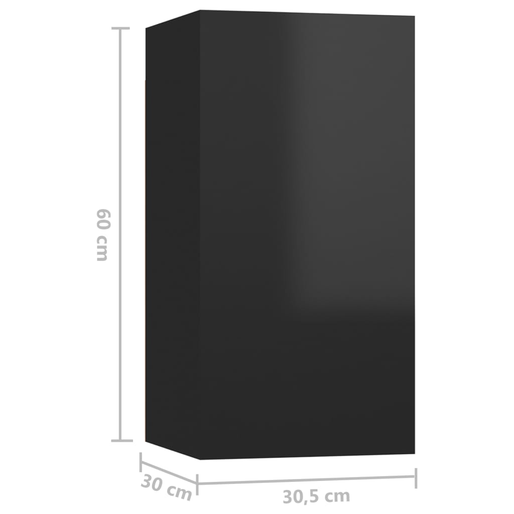 vidaXL TV-skåp 2 st svart högglans 30,5x30x60 cm spånskiva