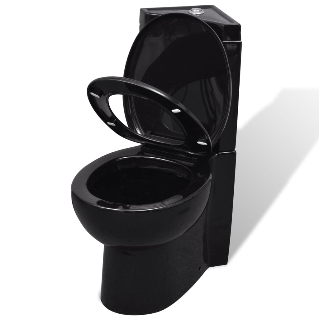 vidaXL Keramisk toalettstol hörnmodell svart