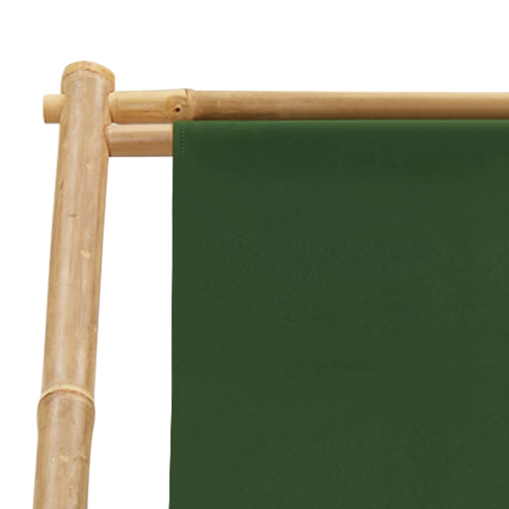 vidaXL Solstol bambu och kanvas grön