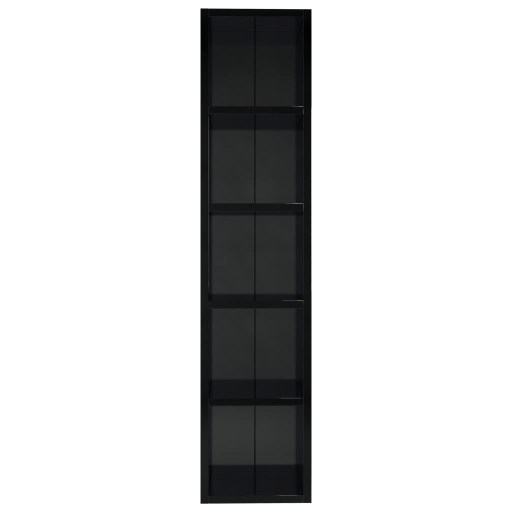 vidaXL CD-hylla svart högglans 21x16x93,5 cm spånskiva