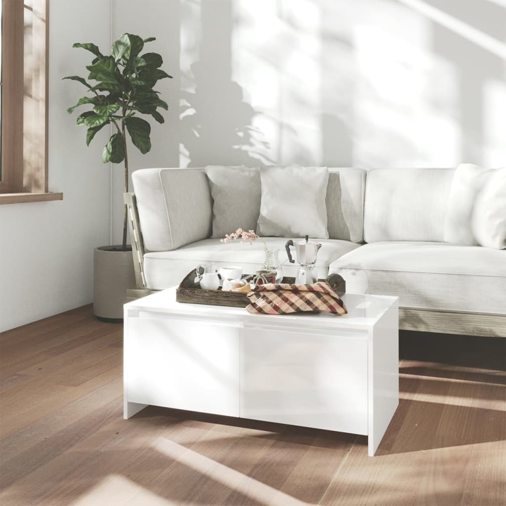 vidaXL Soffbord vit högglans 90x50x41,5 cm konstruerat trä