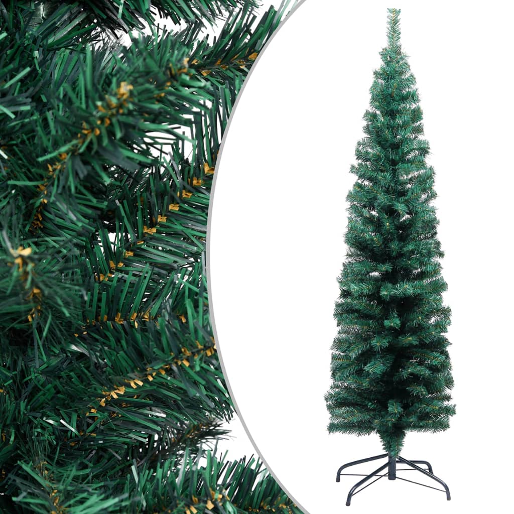 vidaXL Smal plastgran med LED och julgranskulor grön 120 cm