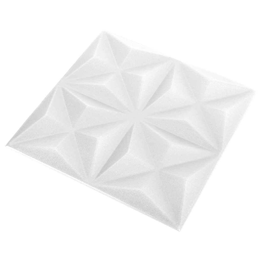 vidaXL 3D Väggpaneler 12 st 50x50 cm origami vit 3 m²