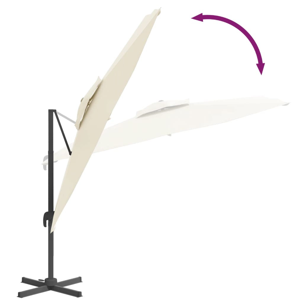 vidaXL Frihängande parasoll med ventilation sandvit 400x300 cm