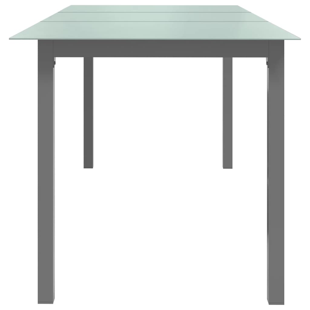 vidaXL Trädgårdsbord ljusgrå 190x90x74 cm aluminium och glas