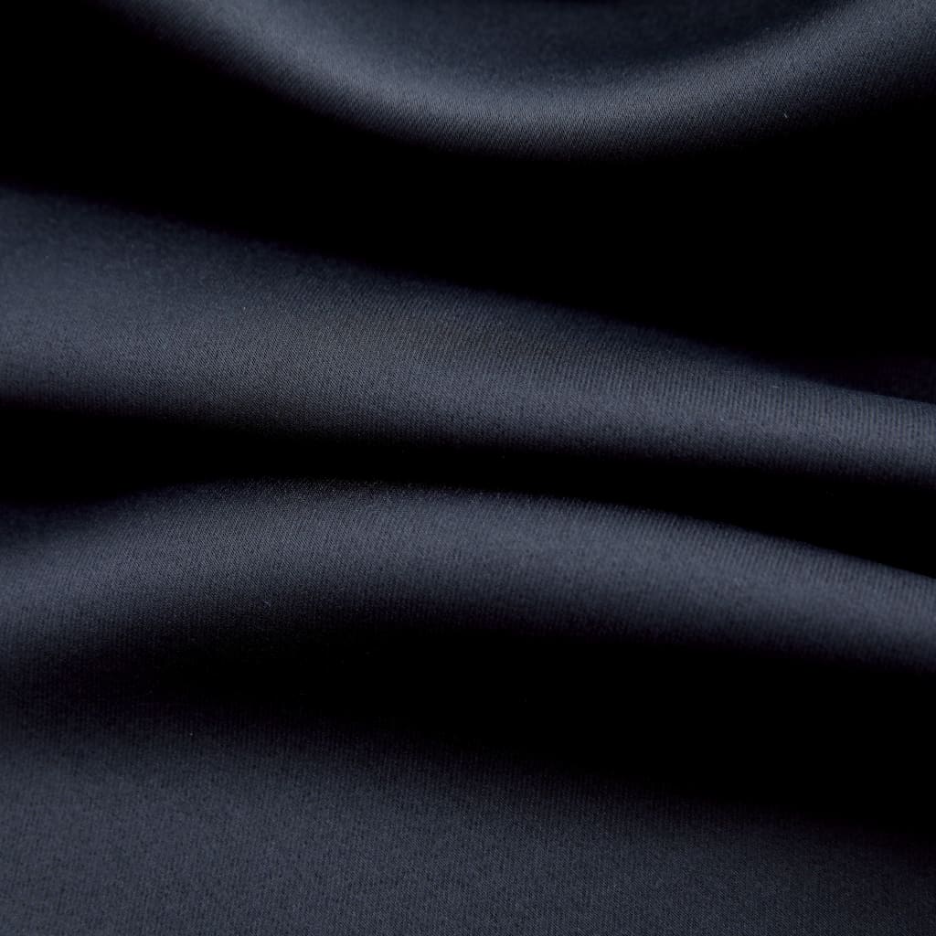 vidaXL Mörkläggningsgardiner med metallringar 2 st svart 140x175 cm