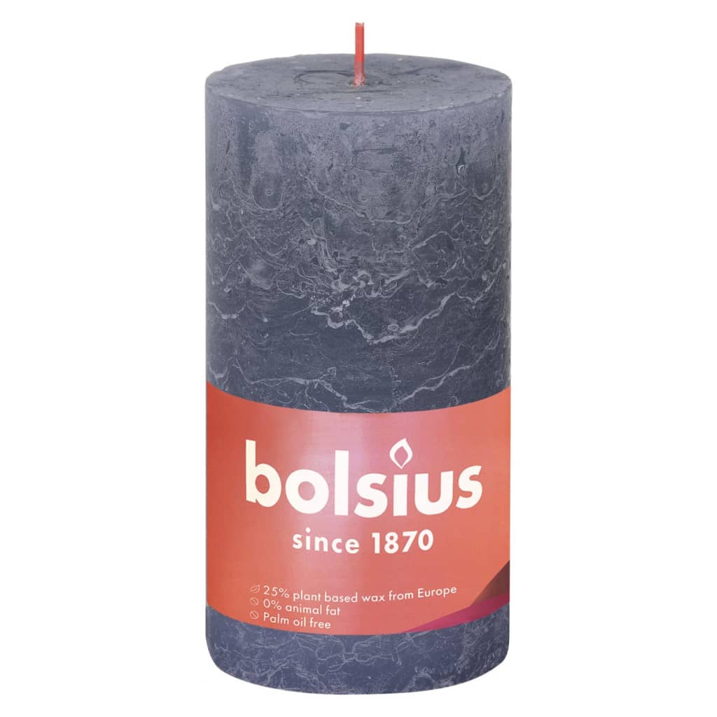 Bolsius Rustika blockljus 6-pack 130x68 mm skymningsblå