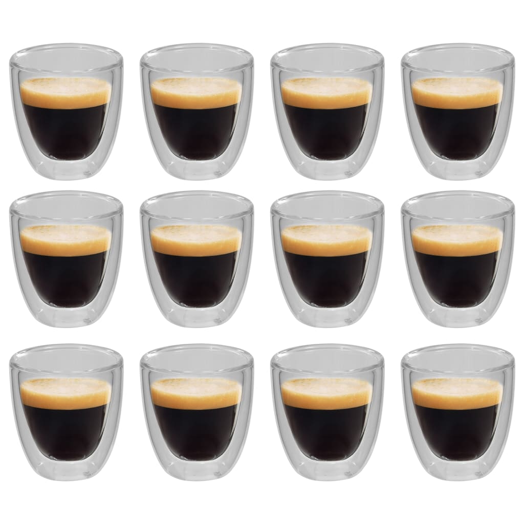 vidaXL Espressoglas dubbelväggiga 12 st 80 ml