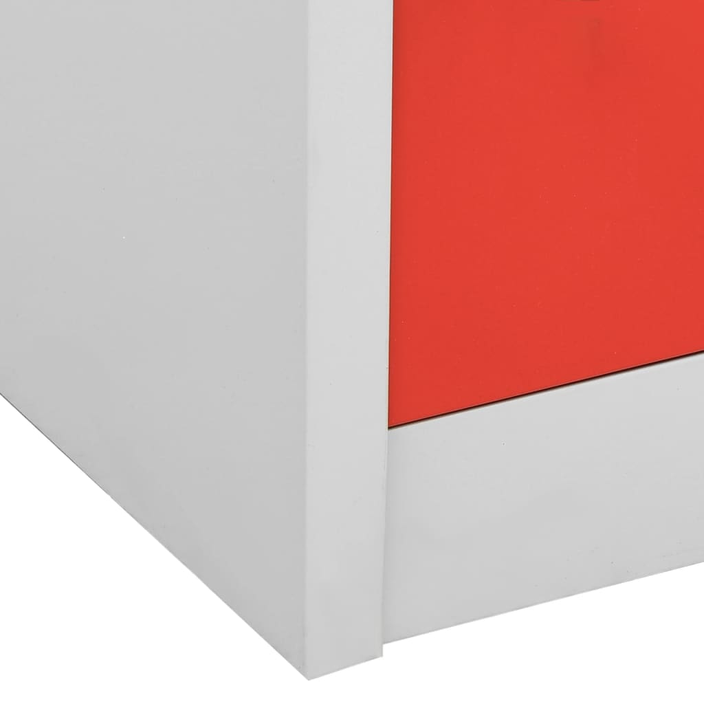vidaXL Förvaringsskåp 5 st ljusgrå och röd 90x45x92,5 cm stål