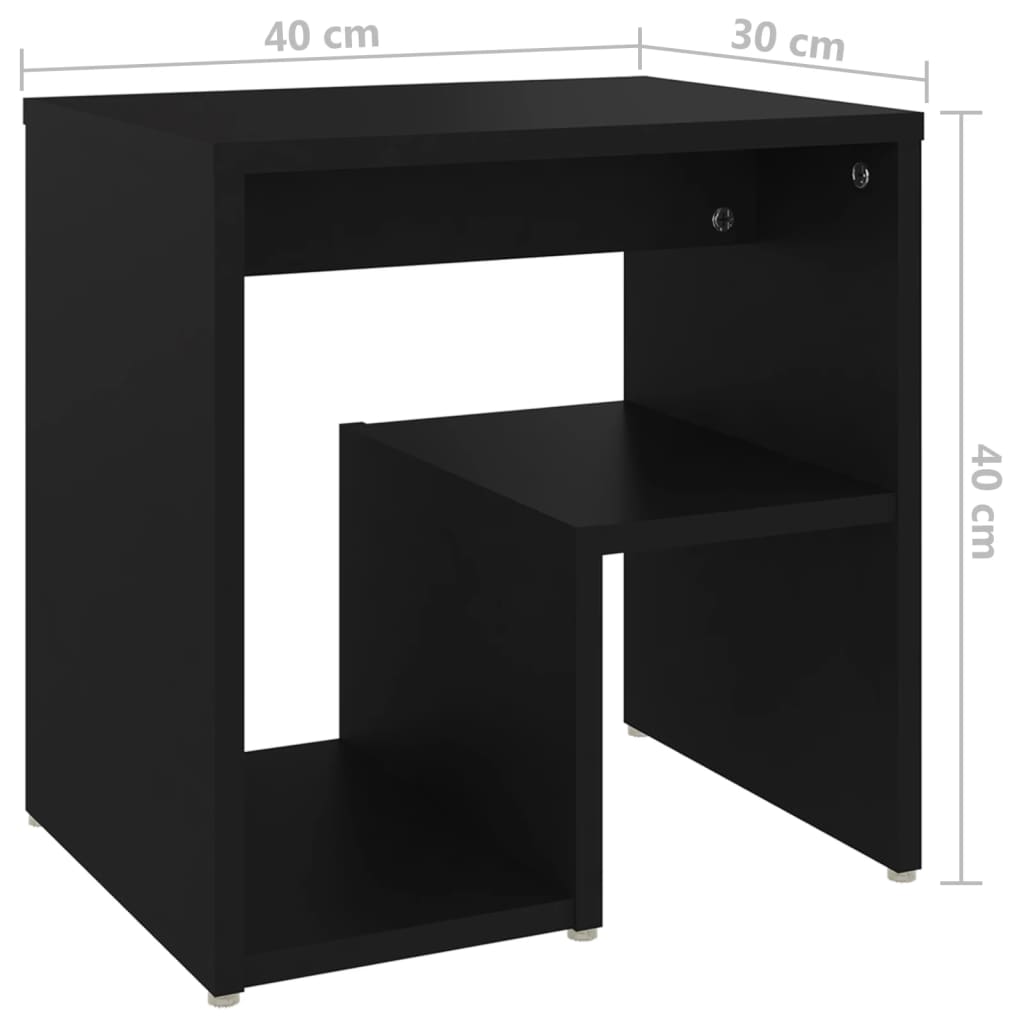 vidaXL Sängbord svart 40x30x40 cm konstruerat trä