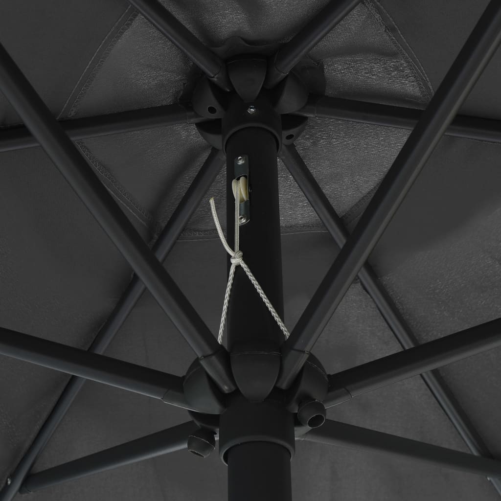 vidaXL Parasoll med LED-lampor och aluminiumstång 270 cm antracit