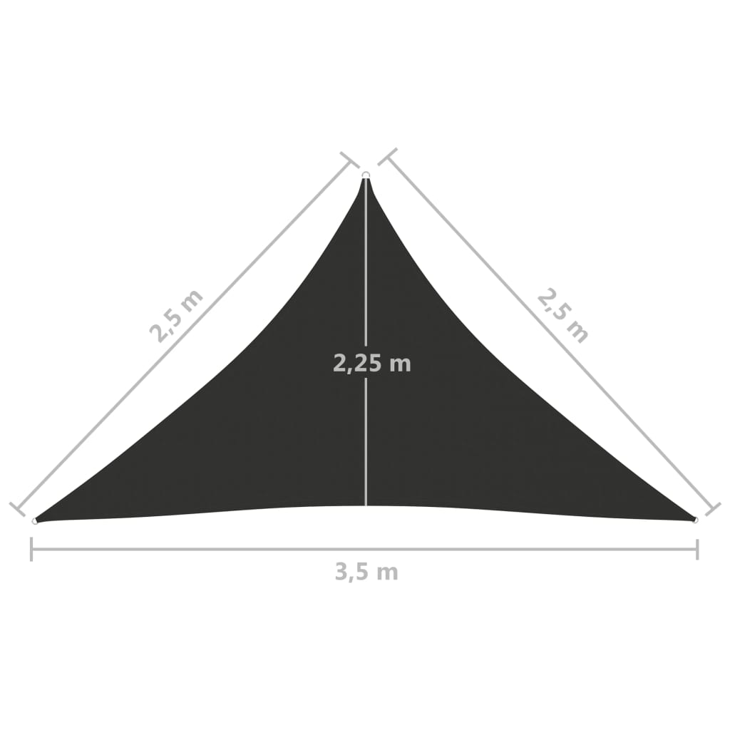 vidaXL Solsegel Oxfordtyg trekantigt 2,5x2,5x3,5 m antracit