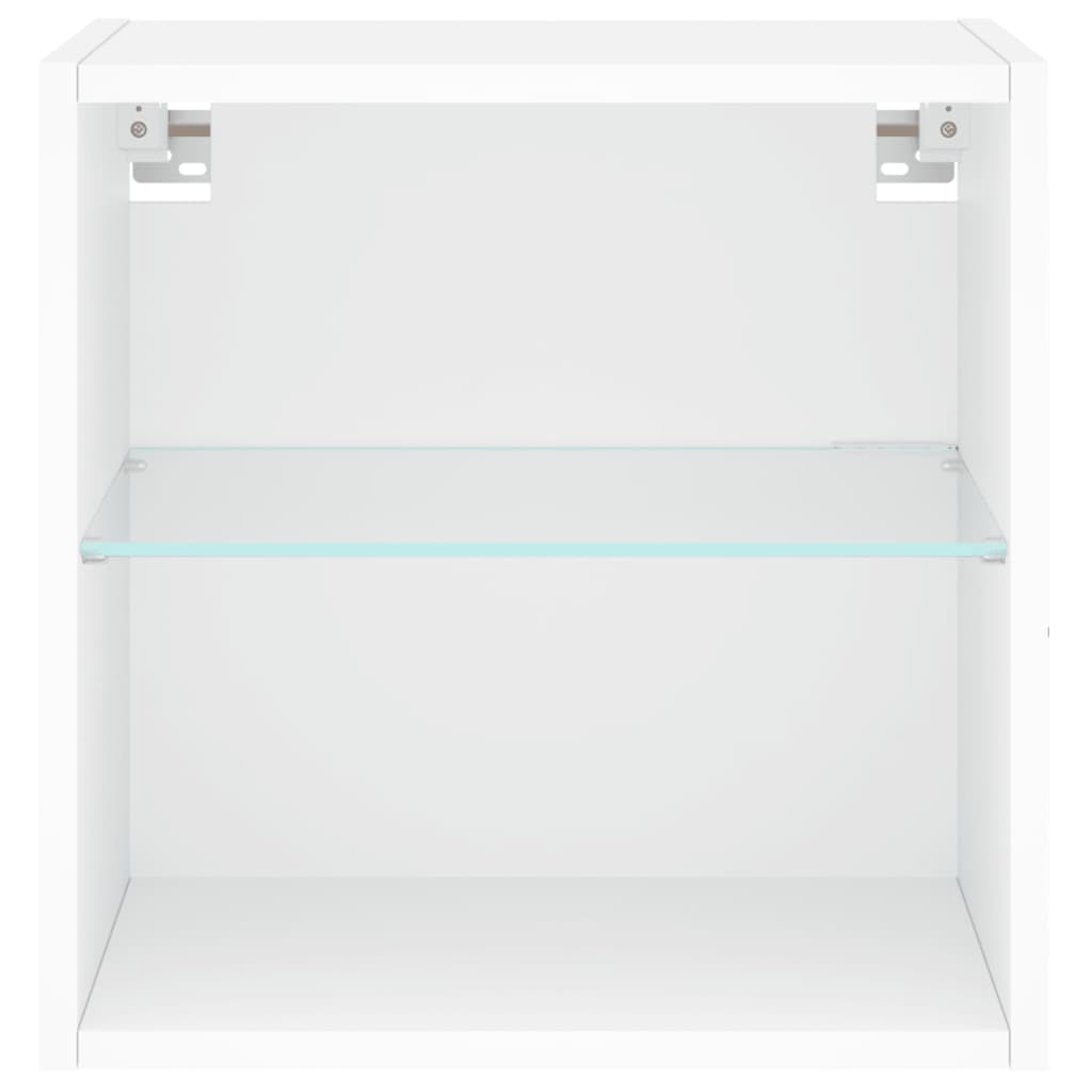 vidaXL Väggmonterade sängbord med LED-lampor vit