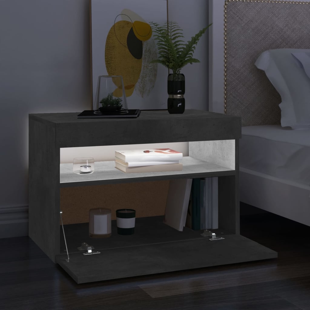 vidaXL TV-bänk med LED-belysning betonggrå 60x35x40 cm