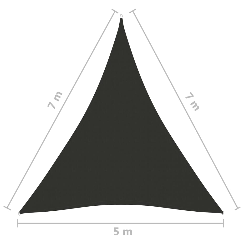 vidaXL Solsegel oxfordtyg trekantigt 5x7x7 m antracit
