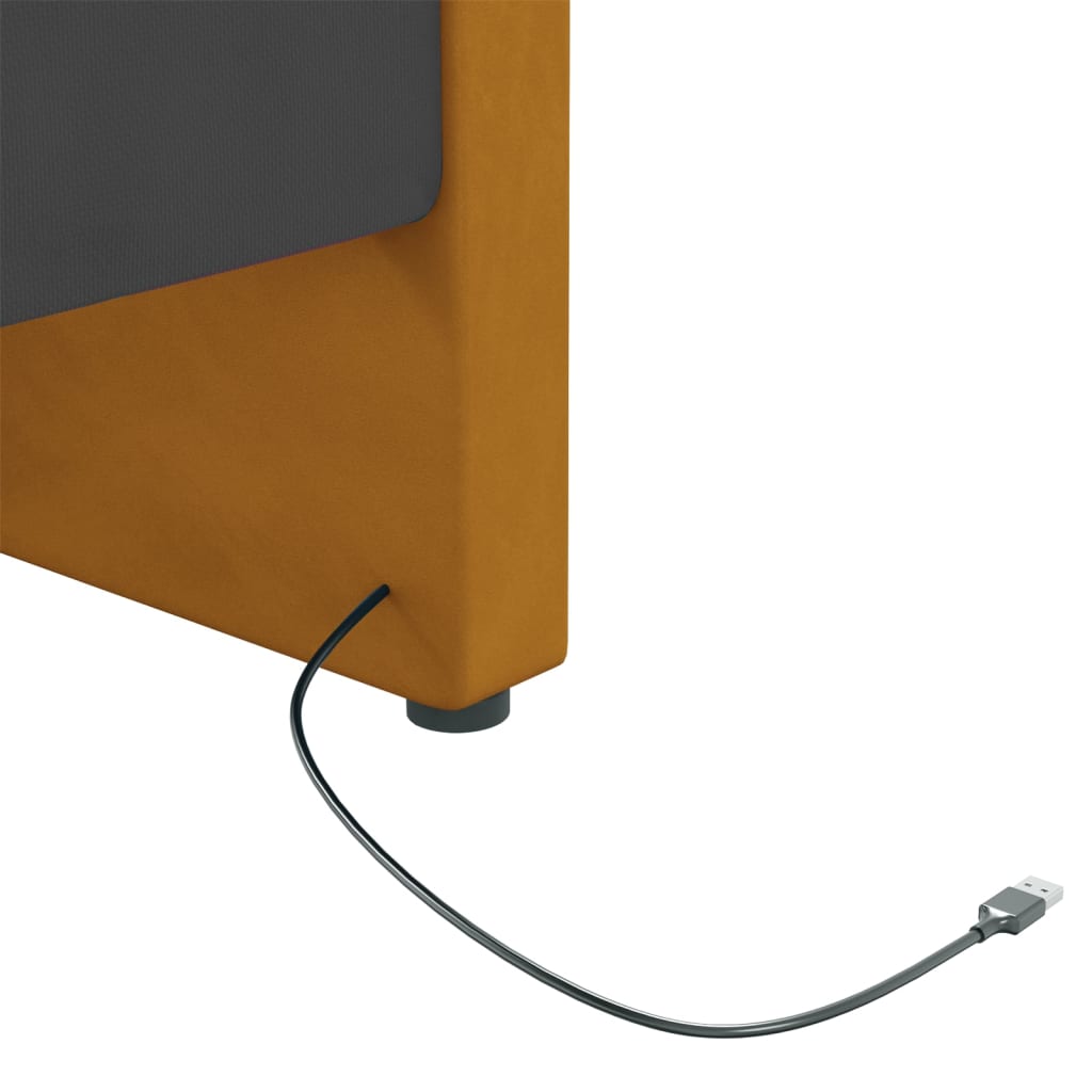 vidaXL Dagbädd med madrass USB brun sammet 90x200 cm