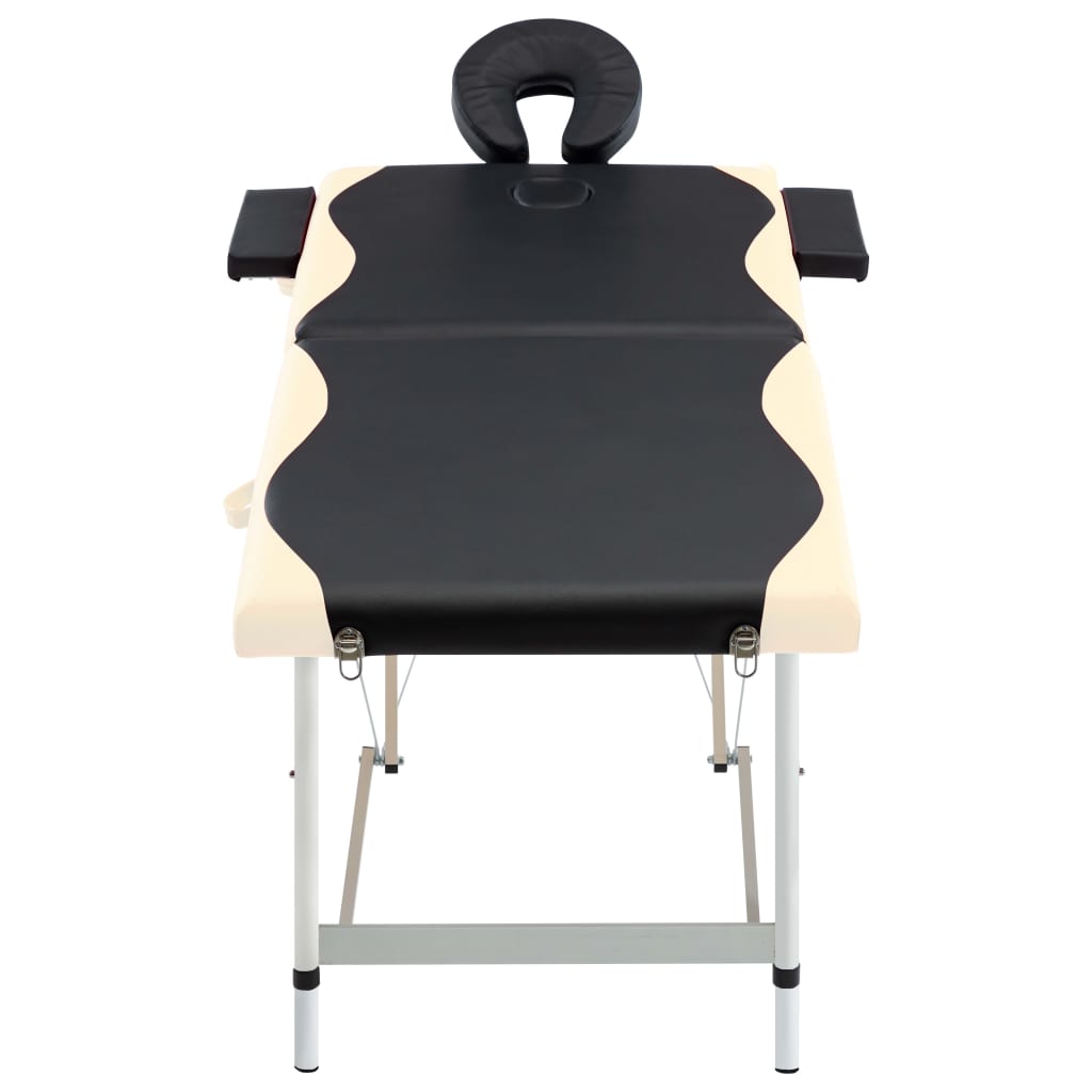 vidaXL Hopfällbar massagebänk 2 sektioner aluminium svart och beige