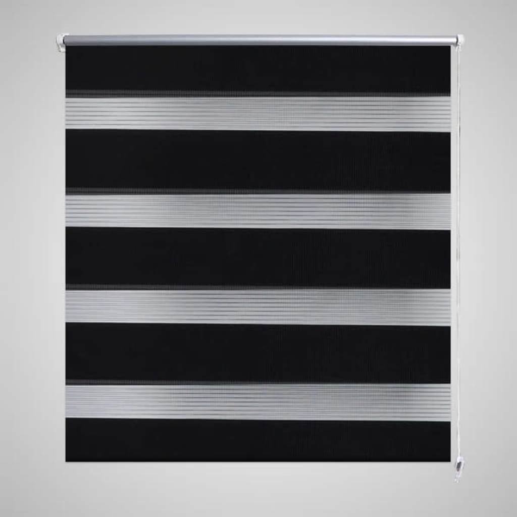 Rullgardin randig svart 140 x 175 cm transparent