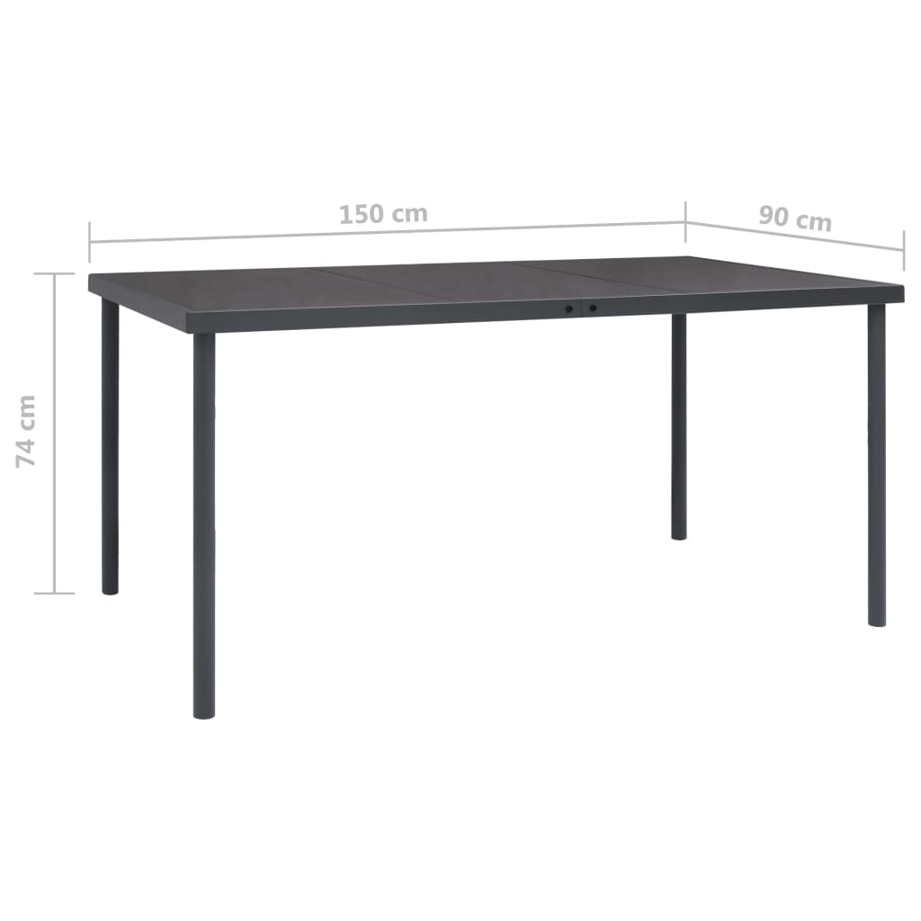 vidaXL Trädgårdsbord antracit 150x90x74 cm stål