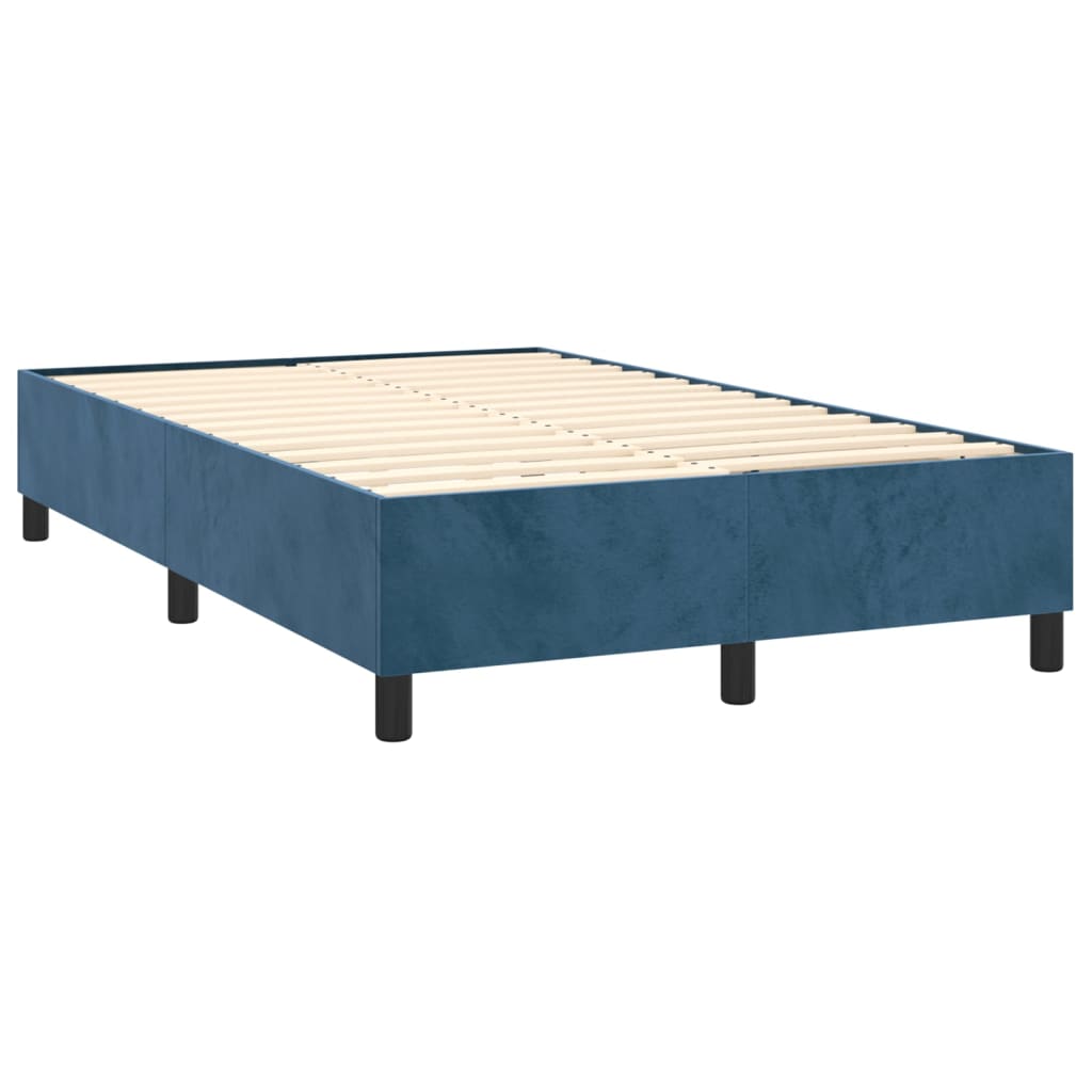 vidaXL Ramsäng med madrass & LED mörkblå 120x200 cm sammet