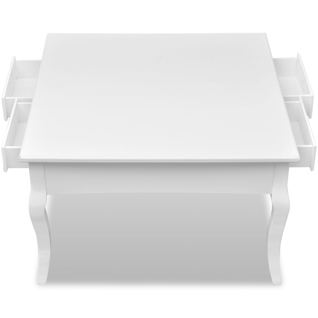 vidaXL Soffbord med 4 lådor vit