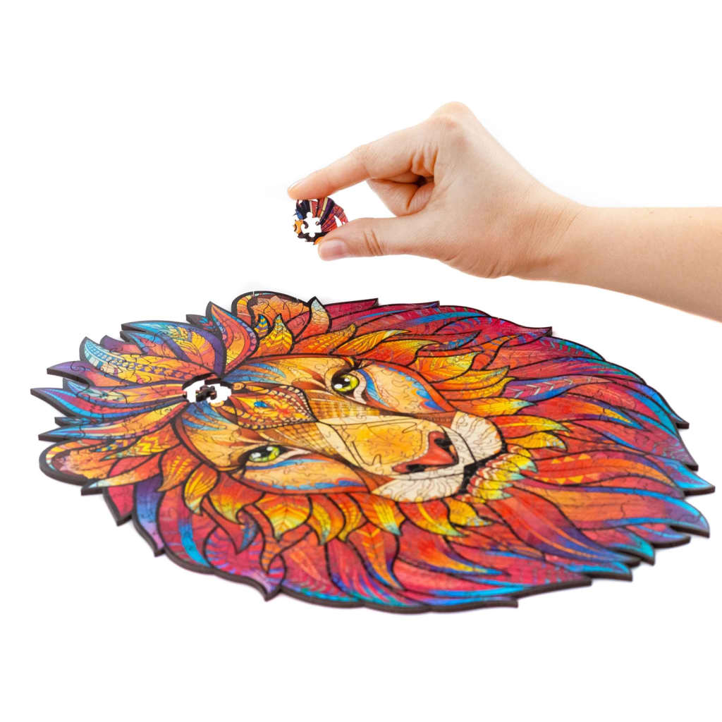 UNIDRAGON Pussel trä 192 bitar Mysterious Lion medium 24x31 cm