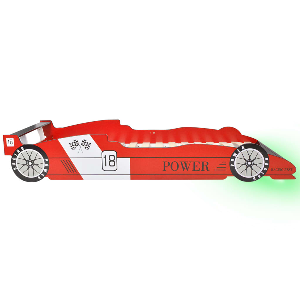 vidaXL LED Barnsäng racerbil 90x200 cm röd