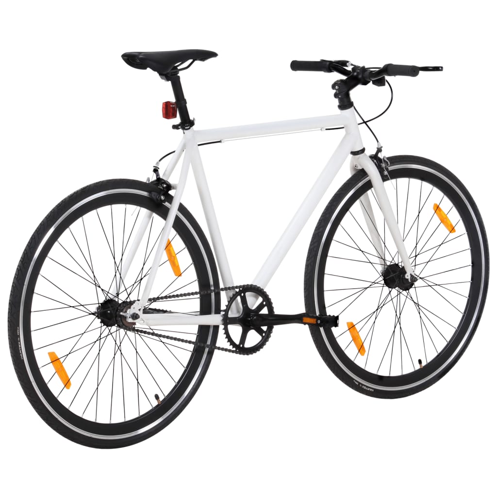 vidaXL Fixed gear cykel vit och svart 700c 55 cm