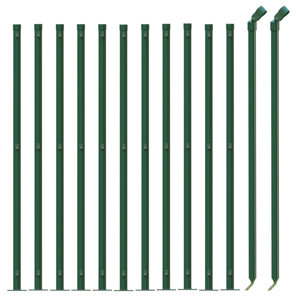 vidaXL Stängsel med stolpsko grön 1,1x25 m