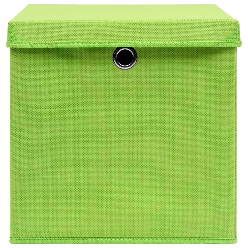vidaXL Förvaringslådor med lock 10 st grön 32x32x32 cm tyg