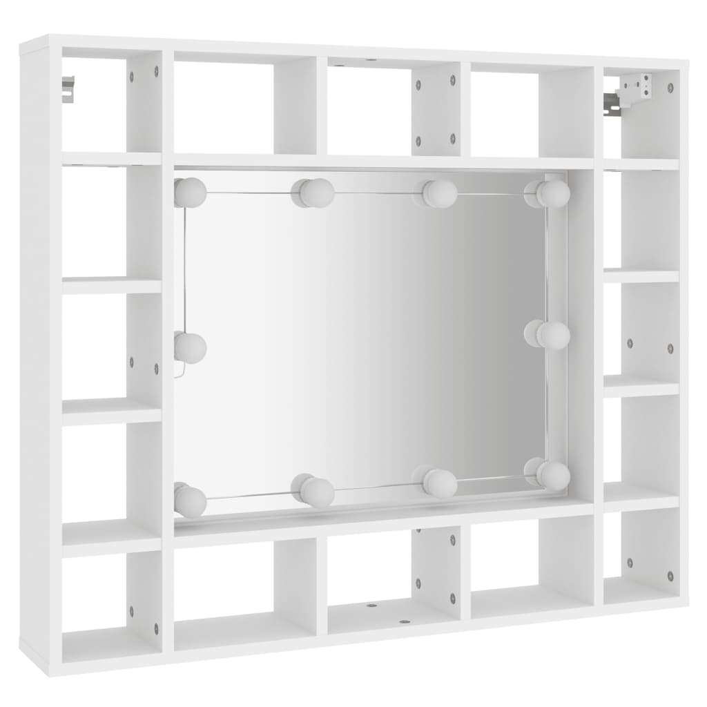 vidaXL Spegelskåp med LED vit 91x15x76,5 cm