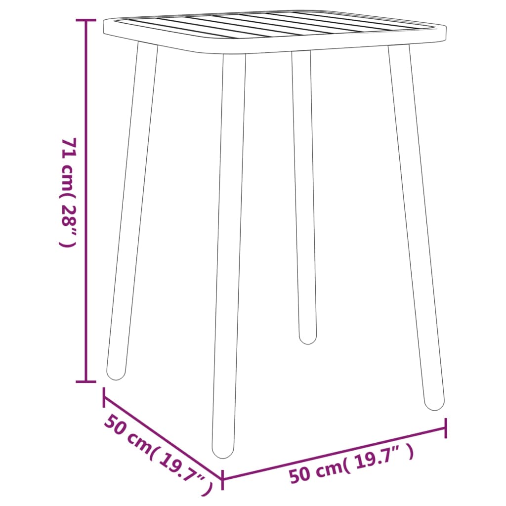 vidaXL Trädgårdsbord antracit 50x50x71 cm stål
