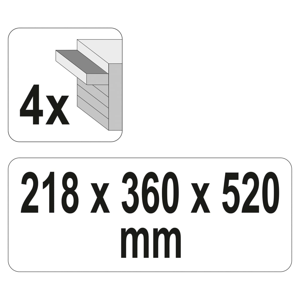 YATO Verktygslåda med 4 lådor 52x21,8x36 cm